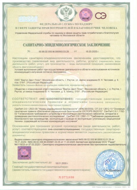 Санитарно-эпидемиологическое заключение 2025 года